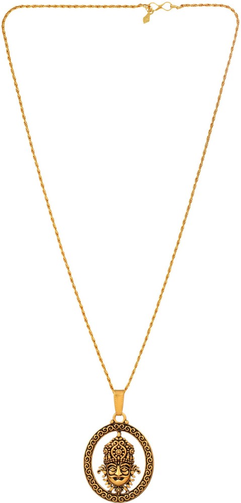 Morir Micron Gold Plated Brass Khatu Shyam Ji Shyam Baba Chain Necklace Gold-plated Brass Pendant