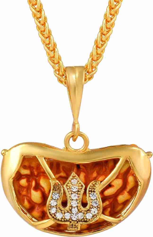DULCI Gold Tone CZ Studded Ek Mukhi Rudraksha Pendant Locket With Chain Gold plated Brass Pendant Price in India Buy DULCI Gold Tone CZ Studded Ek Mukhi Rudraksha Pendant Locket With Chain