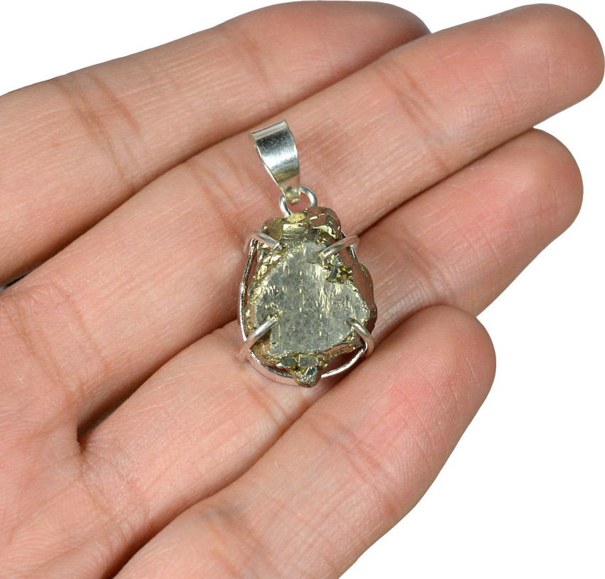 CRYSTU Certified Natural Pyrite Row Rough Locket For Unisex