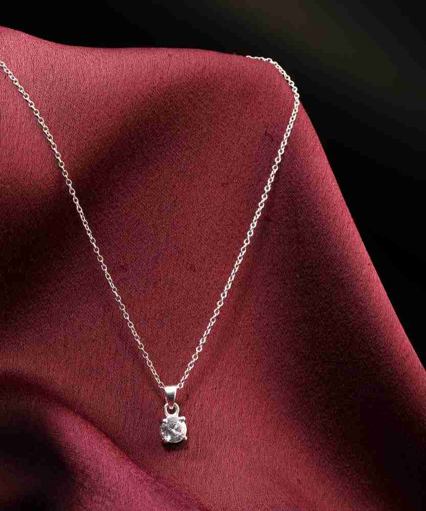 Silver zircon clearance pendant with chain