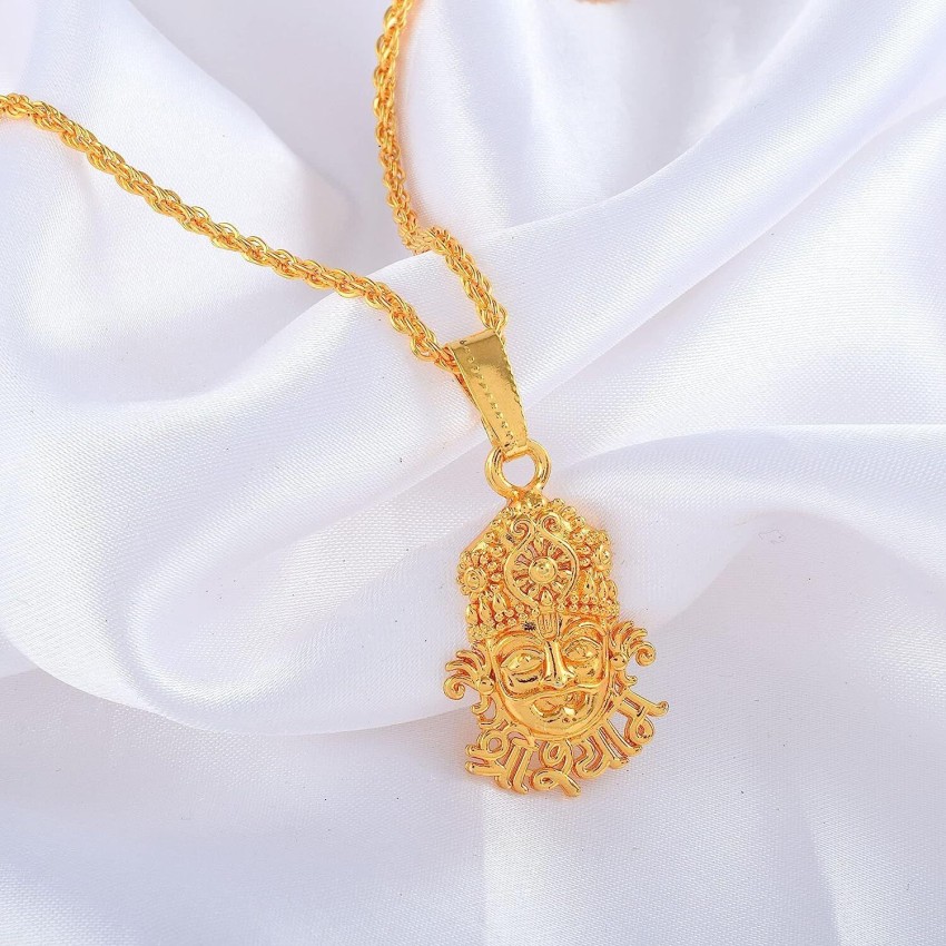 Morir Micron Gold Plated Brass Khatu Shyam Ji Shyam Baba Chain Necklace Gold-plated Brass Pendant