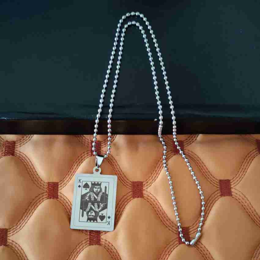 Louis Vuitton Monogram Chain Necklace Silver Black Metal