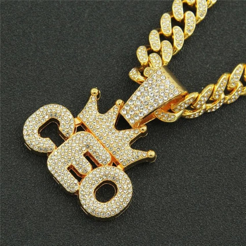 Buy VIEN Mc Stan Men's Hip Hop Letter KING Pendant Full Diamond Zircon  Cuban Chain Pendant Necklace Jewelry Silver at
