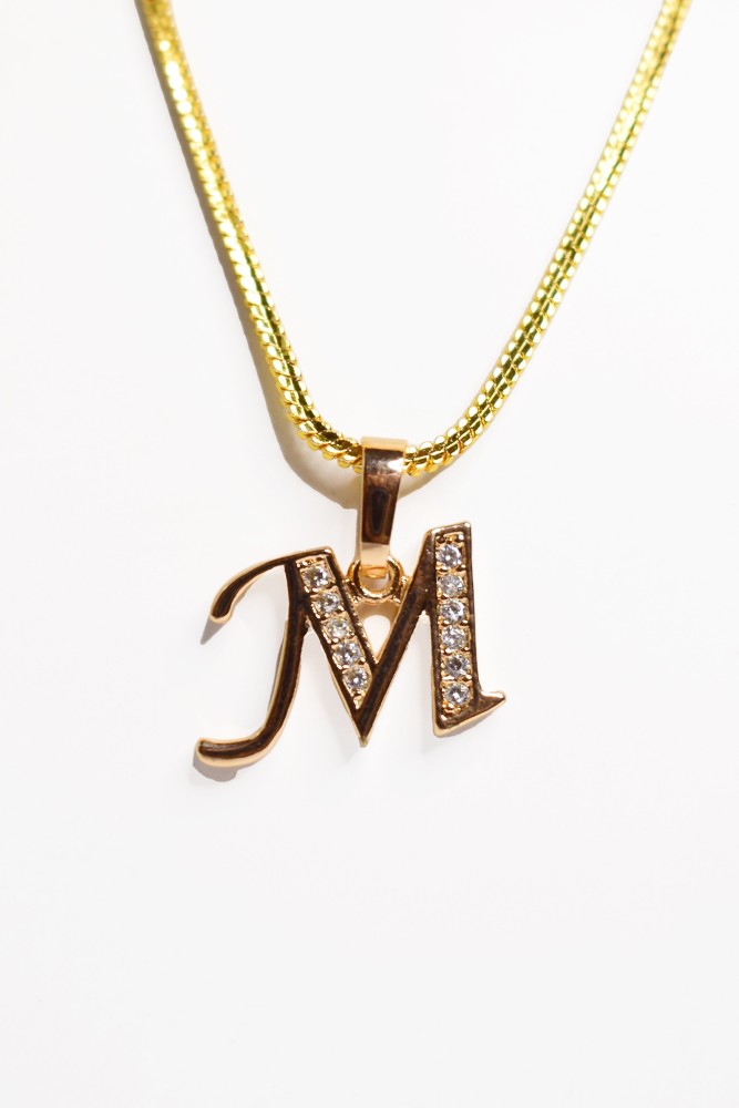UZL DESIGN CHAIN BRACELET IN GOLD PLATED WITH LETTER M PENDANT