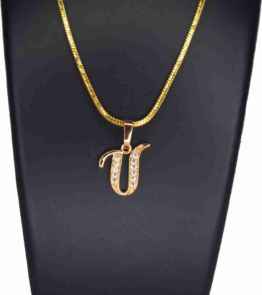 Ansh Enterpris U letter locket pendants alphabet name gold plated