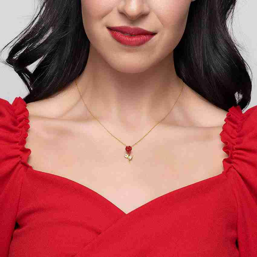 Red rose hotsell necklace gold