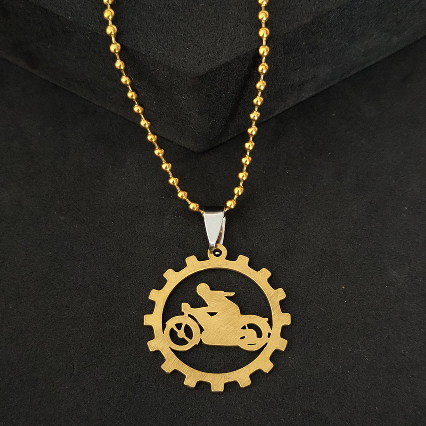 Gold motorcycle outlet pendant