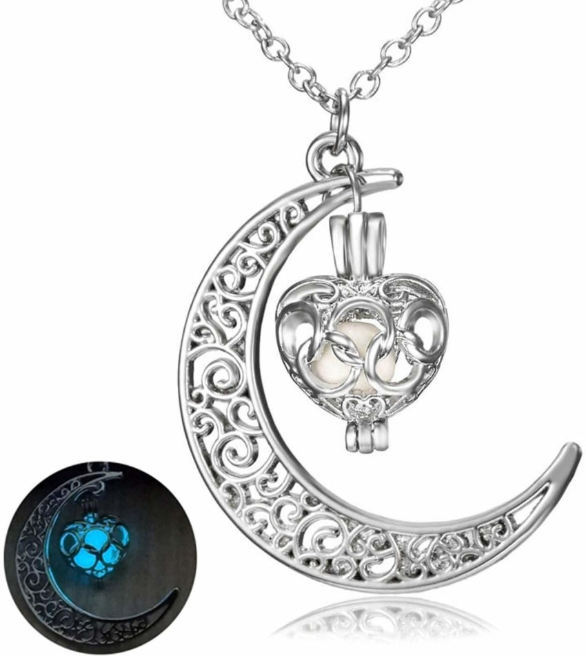 Crystal heart glow in the dark store necklace flipkart