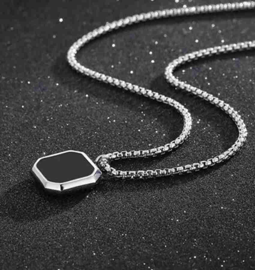 SUMANYA Square shape black stone necklace for men or boys Stylish necklace for youth. Alloy Price in India Buy SUMANYA Square shape black stone necklace for men or boys Stylish necklace