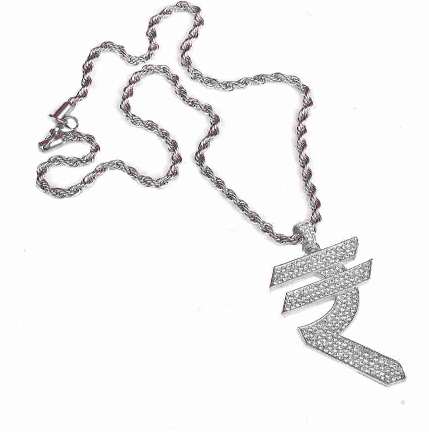 Mc stan locket Rupees pendant with stainless steel chain iced out