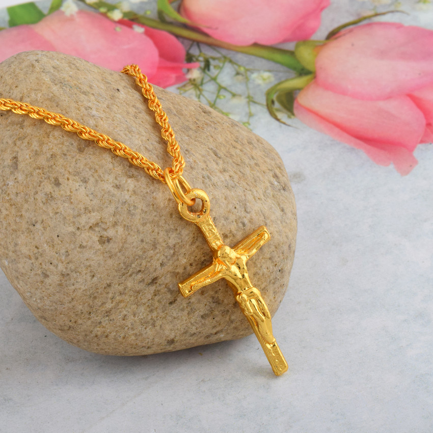 Jesus christ cross pendant gold hot sale