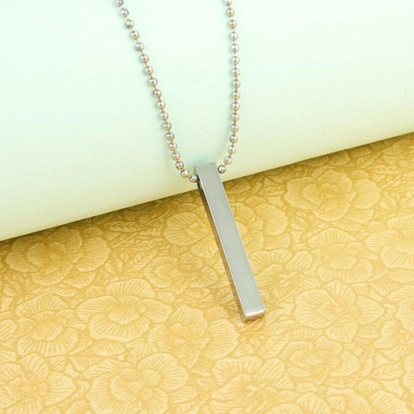 Alvira Stylish Silver 3D Vertical Bar Cuboid Stick Locket Pendant Necklace  Silver, Rhodium Alloy, Stainless Steel Locket Set Price in India - Buy  Alvira Stylish Silver 3D Vertical Bar Cuboid Stick Locket