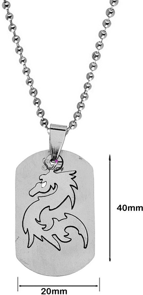 M Men Style Vintage Laser Cut Army Dog Tag Soldier Dragon Locket With Chain Sterling Silver Stainless Steel Pendant Price in India Buy M Men Style Vintage Laser Cut Army Dog