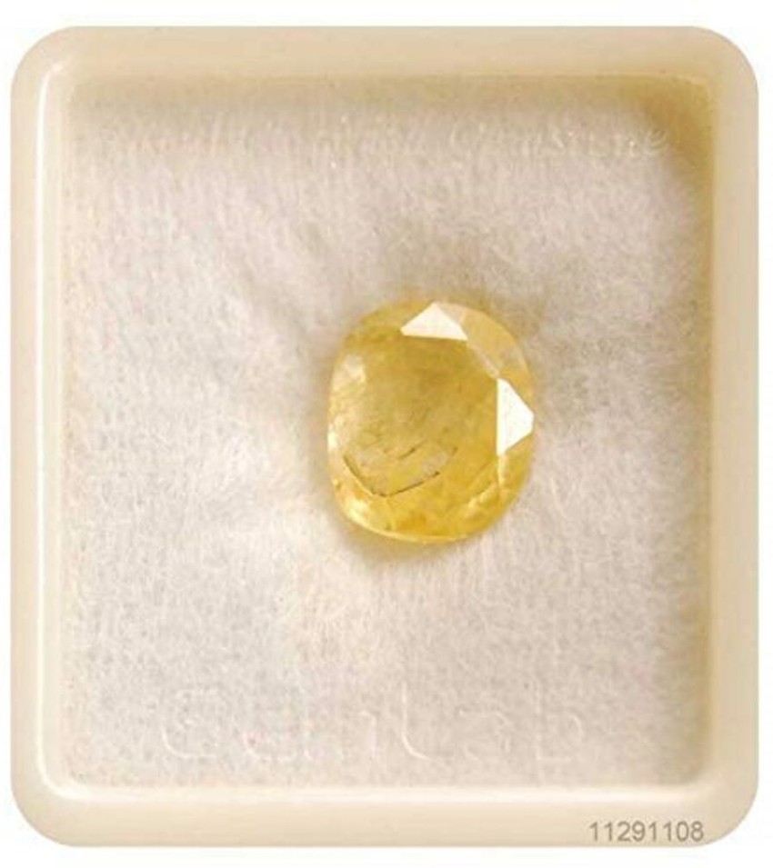 barmunda gems 4.25 Ratti Yellow Sapphire Gemstone Original