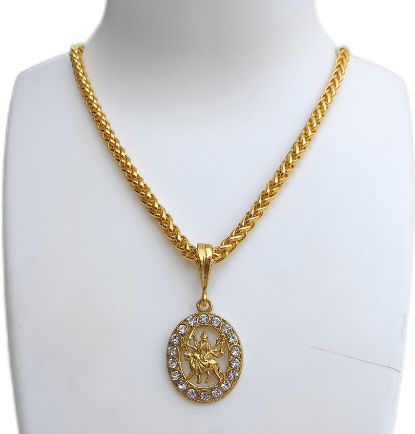 D D FASHION Ambe ma Durga pandal Locket with Chain for mens and