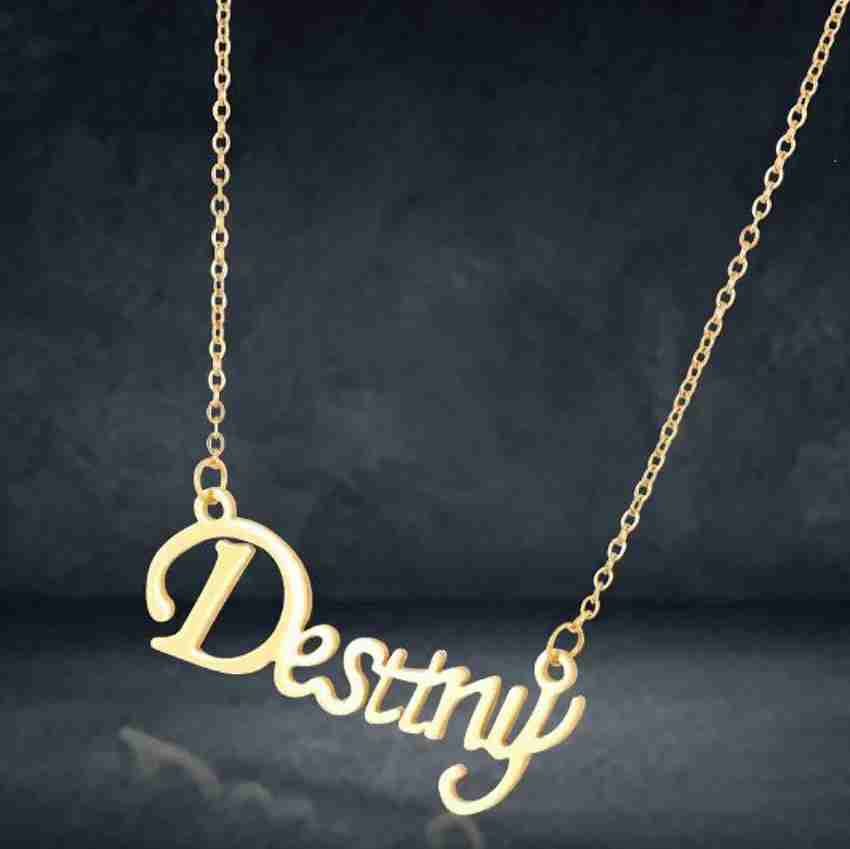 zebisco Destiny Gold Plated Name Necklace Pendant for Girl and