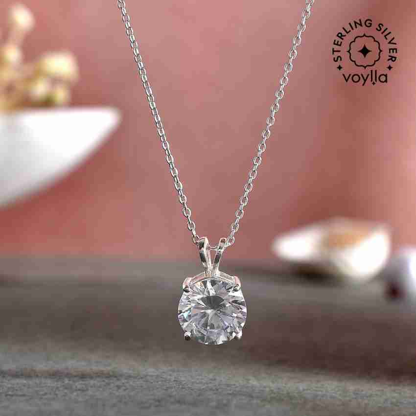 Voylla Elegant CZ Studded 925 Sterling Silver Pendant Rhodium Sterling  Silver Pendant Price in India - Buy Voylla Elegant CZ Studded 925 Sterling  Silver Pendant Rhodium Sterling Silver Pendant Online at Best