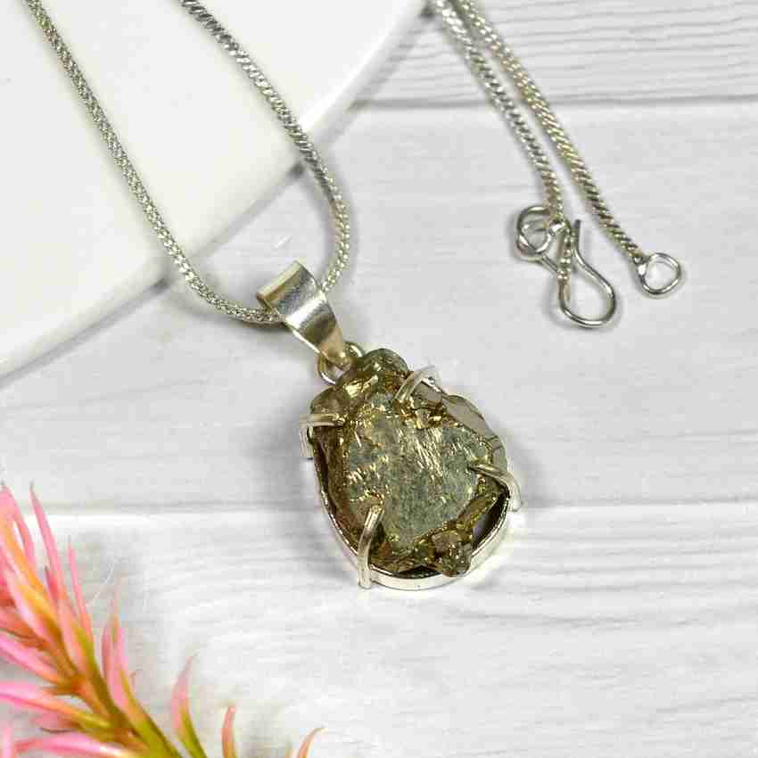 REIKI CRYSTAL PRODUCTS Natural Pyrite Rough Crystal Stone Pendant