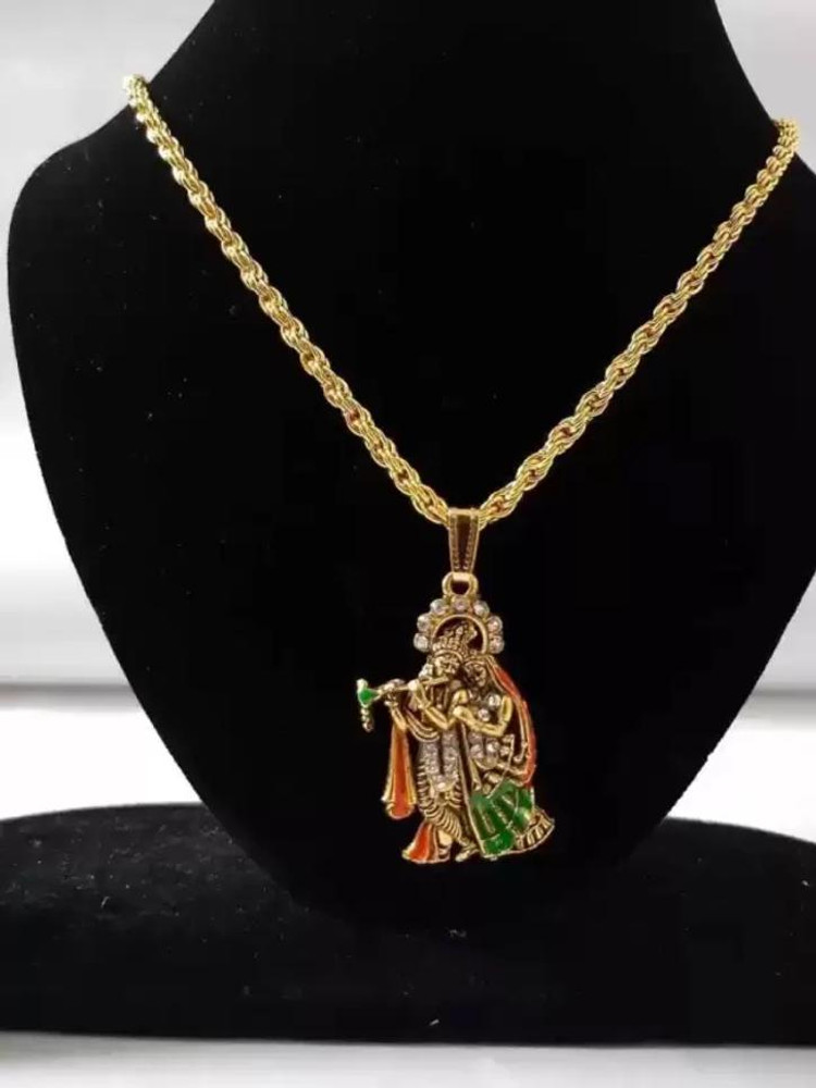 Shopping Dust Radha Krishna Locket With Chain Multicolour Pendant