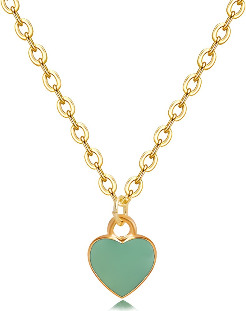 Anna Stella Stylish Gold Chain Plated Green Heart Pendant Necklace for  Women and Girls Metal Pendant Price in India - Buy Anna Stella Stylish Gold  Chain Plated Green Heart Pendant Necklace for Women and Girls Metal Pendant  Online at Best Prices in