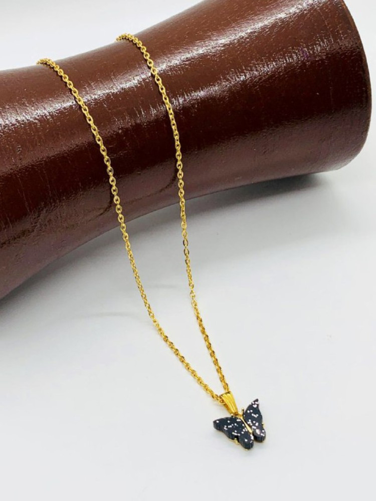 Dijal The pink color butterfly locket necklace for women and girls  