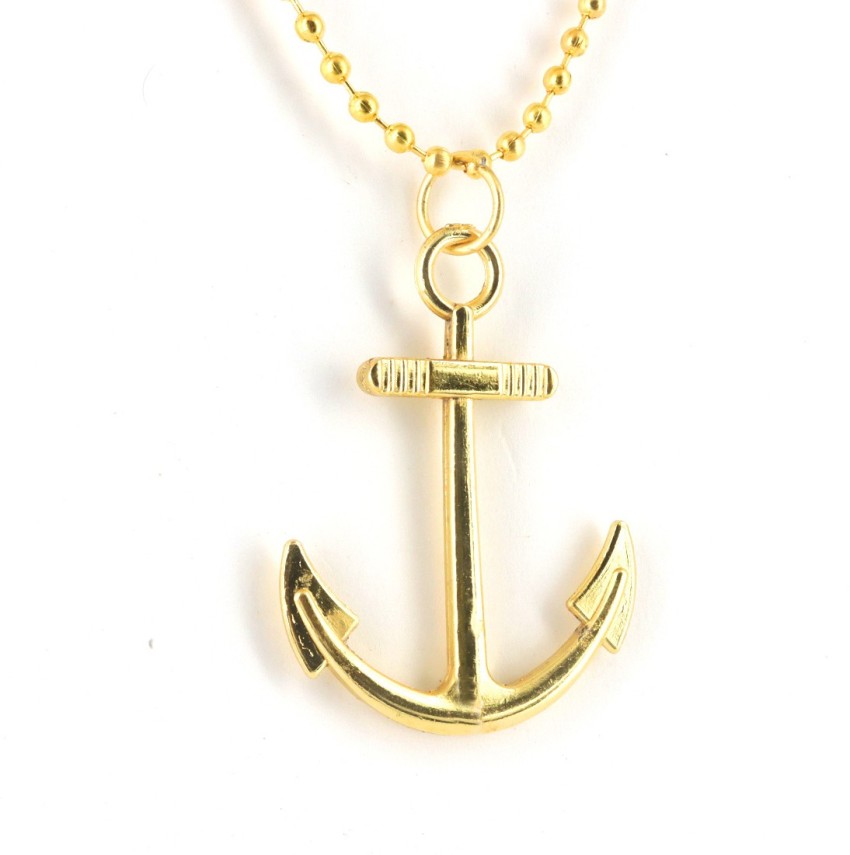 Love And Promise Gold Anchor Small Design Pendant Locket For Men & Boys Rhodium Stainless Steel Locket