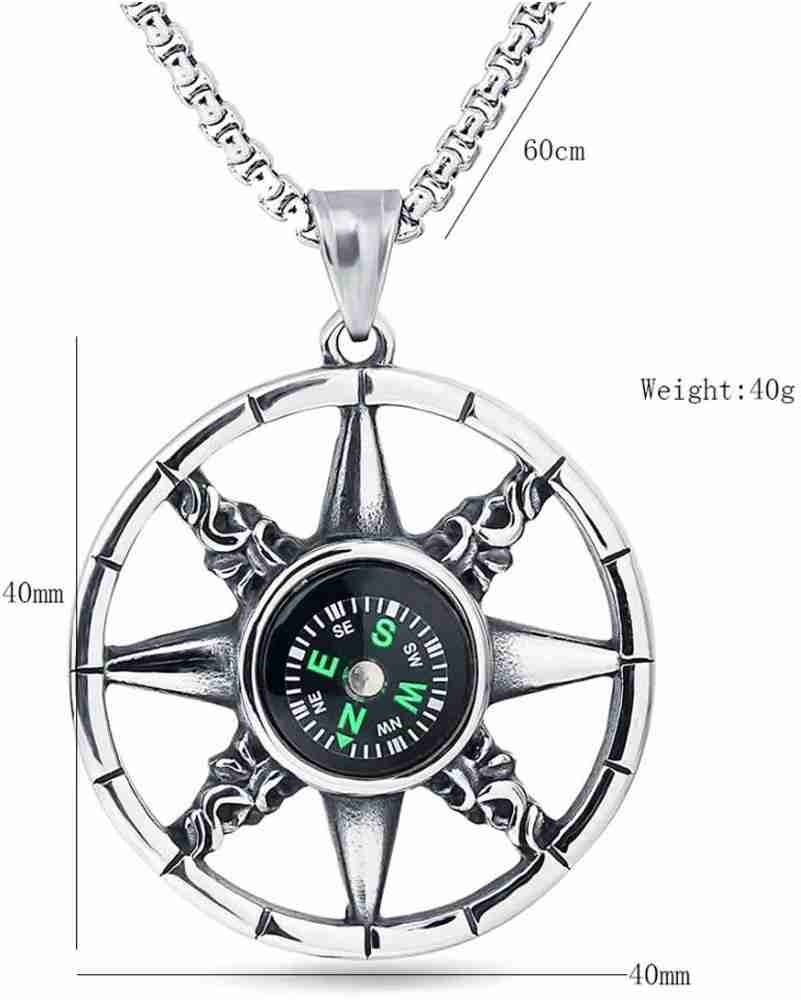 M Men Style Personalised Compass Minimalist Jewelry Nautical Necklace Men Gift Pendant Sterling Silver Alloy Metal Pendant Price in India Buy M Men Style Personalised Compass Minimalist Jewelry Nautic...