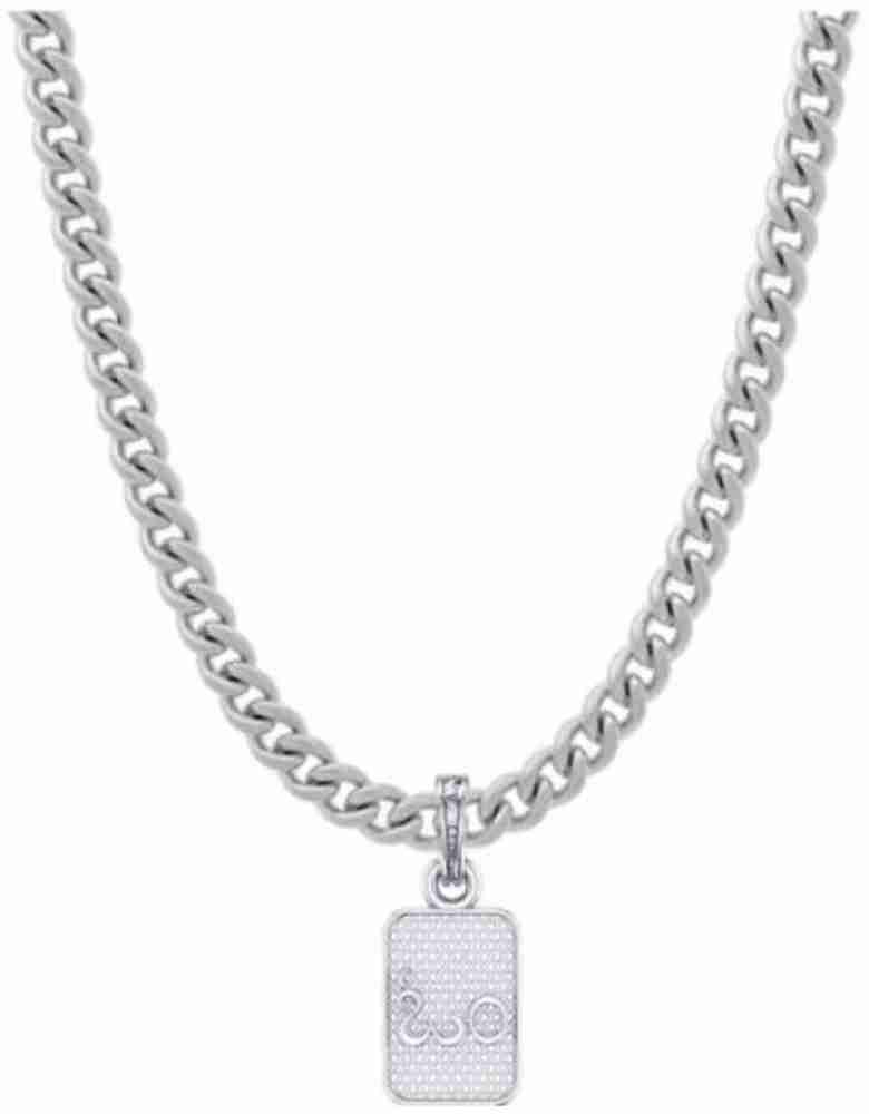 Akshat Sapphire Sterling Silver (92.5% purity) Stylish and Fashionable Fish  Chain Pendant (Pendant with Figaro Chain-22 inches) for Men & Women Pure