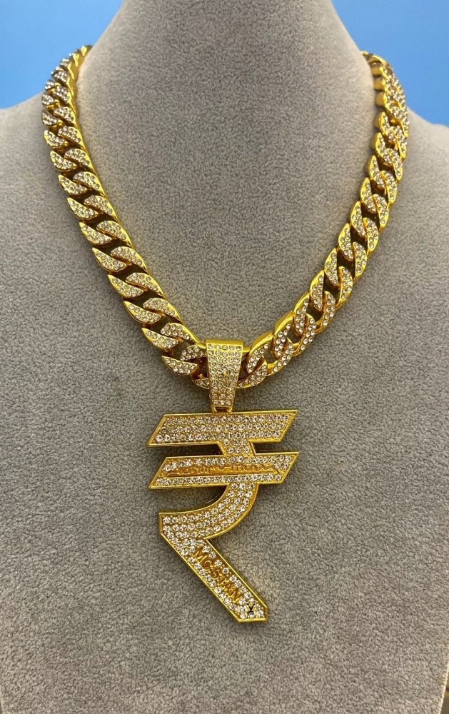 vien Mc Stan RUPEES Symbol Link Chain for Men Miami Necklace Iced Out Chain  Gold-plated Cubic Zirconia Alloy, Zinc Locket Set Price in India - Buy vien Mc  Stan RUPEES Symbol Link