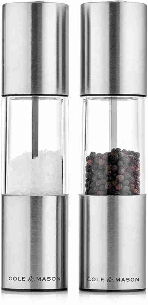 Cole & Mason Oslo Precision + Adjustable Salt & Pepper Mill Set,  Silver/Clear Top