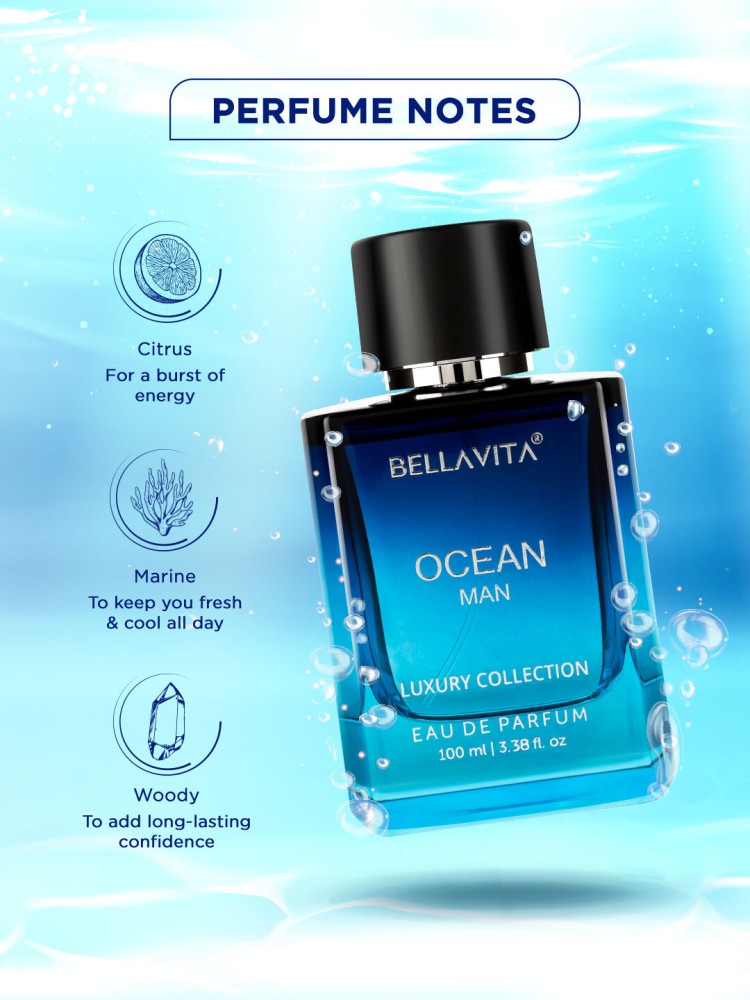 Bella vita organic OCEAN Man Perfume with Notes of Citrus Marine and Musk Long Lasting Fragrance Eau de Parfum 100 ml