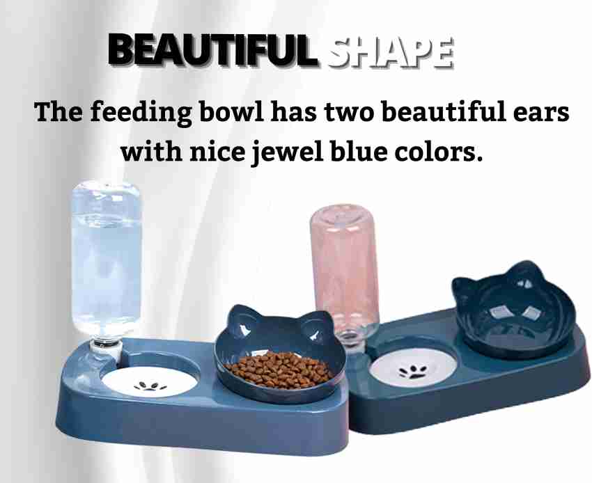 Foodie Puppies Cat Shape Pets Water and Food Bowl Set Plastic 15