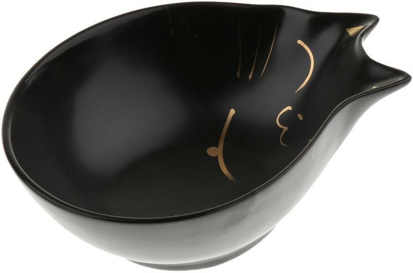 Lyla Gold Ceramic Flat Cat Bowl Pet Animal Food Water Dish Cat