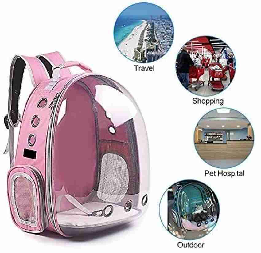 GLOBE OF PETS Pet Transparent Cat Carrier Backpack Puppy Kitty Breathable cat bag for Travel PINK Backpack Pet Carrier