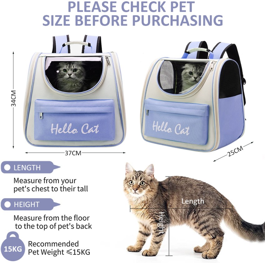 Foldable Mesh Cat Dog Backpack Bag Pet Carrier, Blue