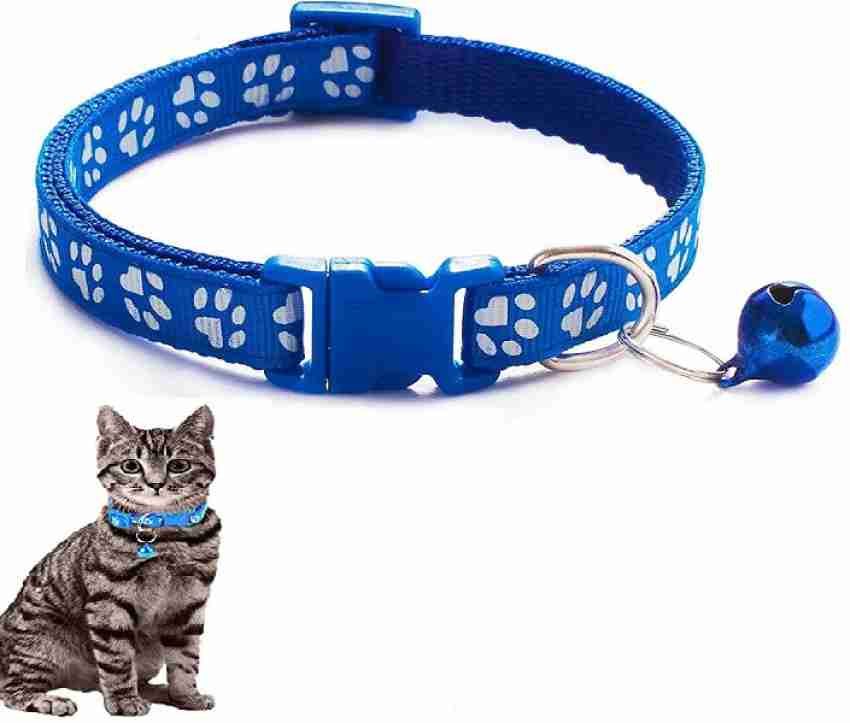 Hachiko Cat Puppy Pet Paw Print Cat Collar with Bell Safety Cat Collar Small Blue Cat Everyday Collar Price in India Buy Hachiko Cat Puppy Pet Paw Print Cat Collar