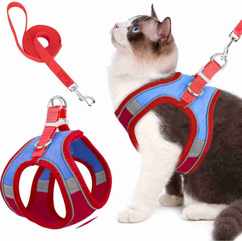 Qpets Cat Harness with Cat Leash for Walking Soft Sturdy Faux Cat Vest Harness Cat Collar Chain Price in India Buy Qpets Cat Harness with Cat Leash for Walking Soft Sturdy