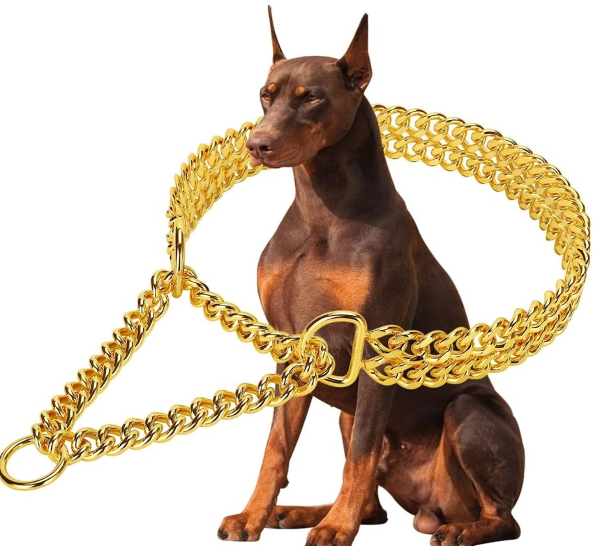 Entice Heavy Duty Golden Diamond Cut Dog Chain Dog Choke Chain