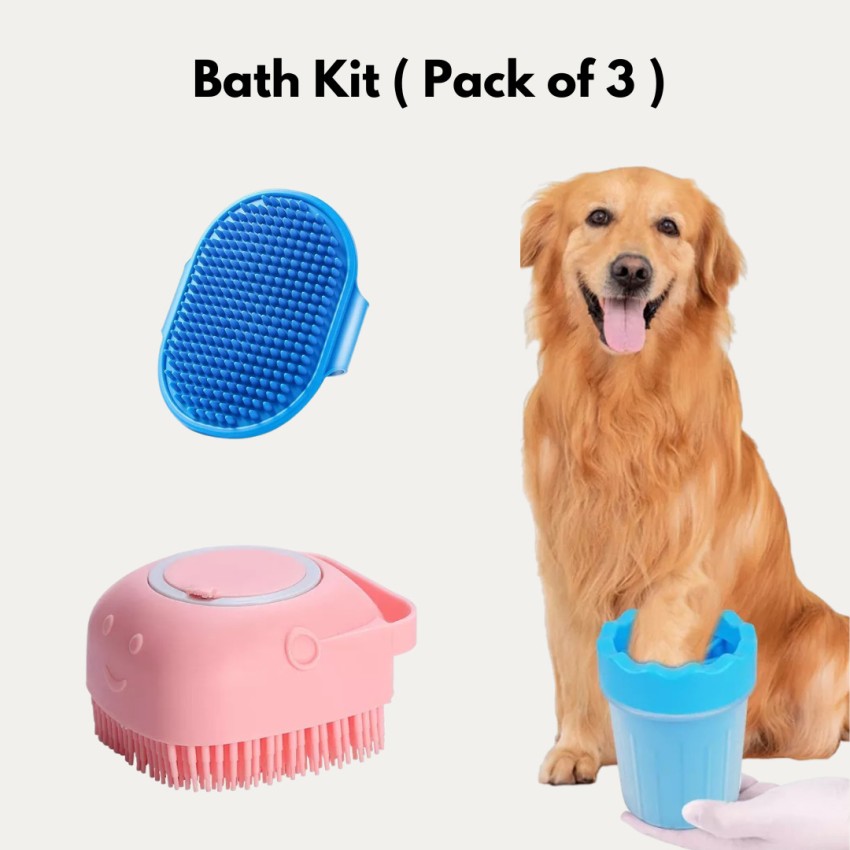 Regiis Dog Bath Kit Pack of 3 Paw Cleaner Bath Brush Shampoo Brush Slicker Brushes for Dog Price in India Buy Regiis Dog Bath Kit Pack