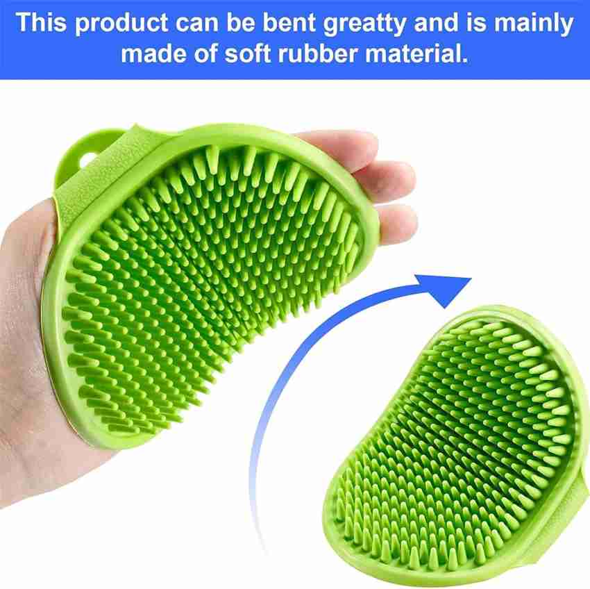 Dog Bath Brush Dog Grooming Brush,Pet Shampoo Soothing Massage Rubber Comb  with Adjustable Ring Handle