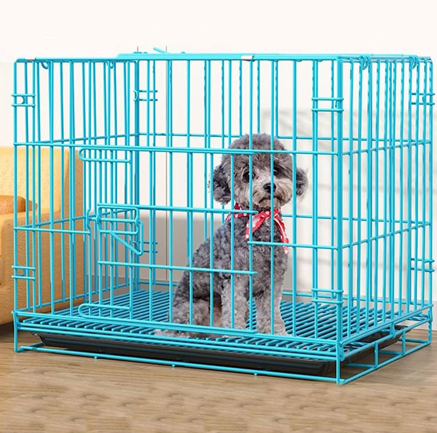ZKPETLIFE 2.5 Feet Bule Dog Cat Metal Cage with Removable Tray