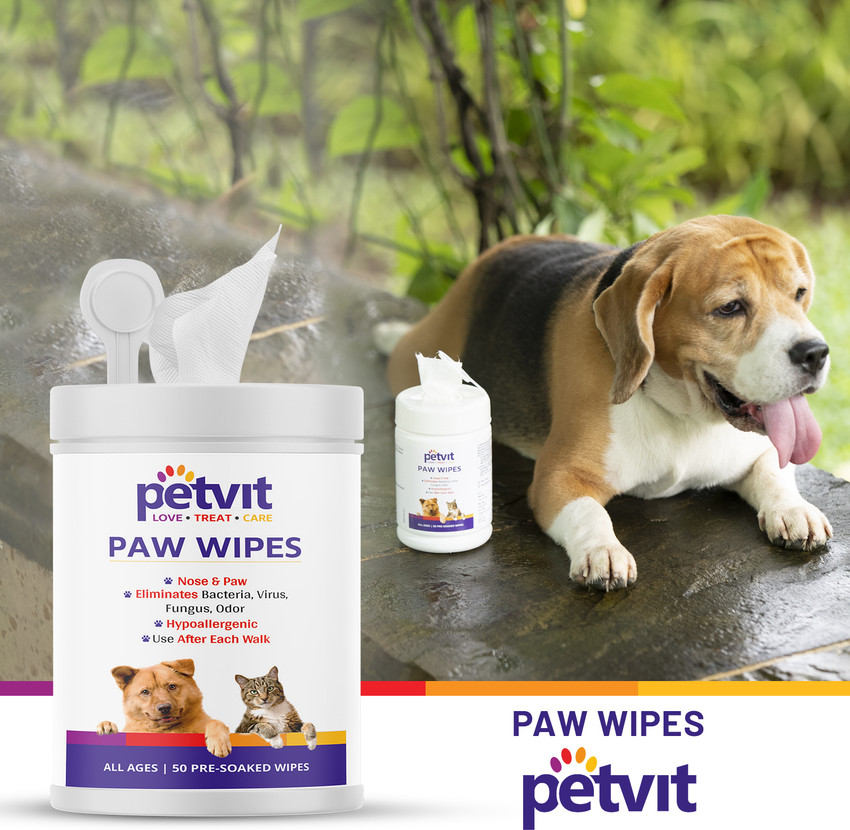Petvit Nose And Paw Wipes For Eliminates Bacteria Virus Fungus