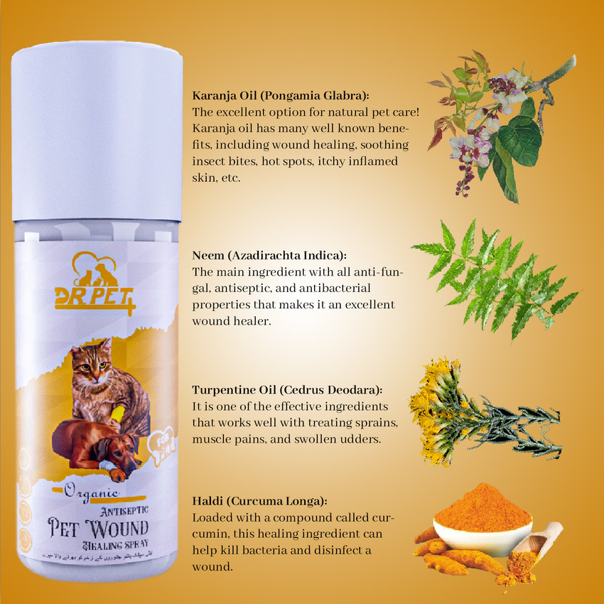 DR PET PLUS Organic Antiseptic Wound Healing Spray For Dog