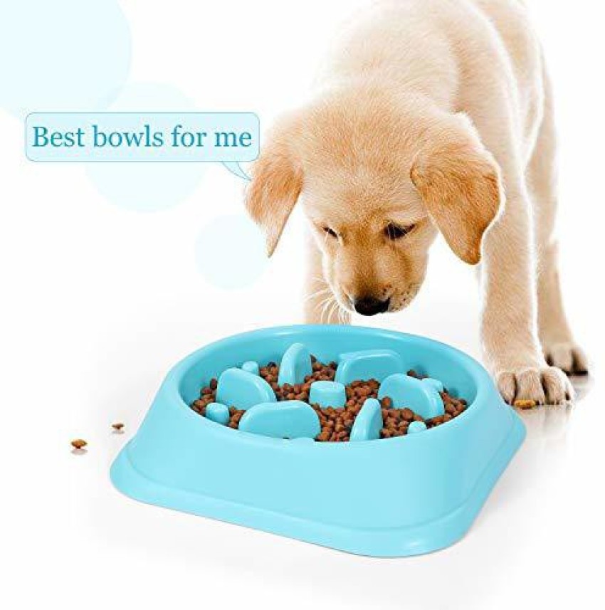 JASGOOD Dog Feeder Slow Eating Pet Bowl - Blue