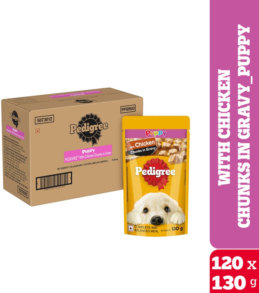 PEDIGREE Gravy Chicken 1.56 Kg 12x0.13 Kg Wet New Born Dog Food Price in India Buy PEDIGREE Gravy Chicken 1.56 Kg 12x0.13 Kg Wet New Born Dog Food online at Flipkart