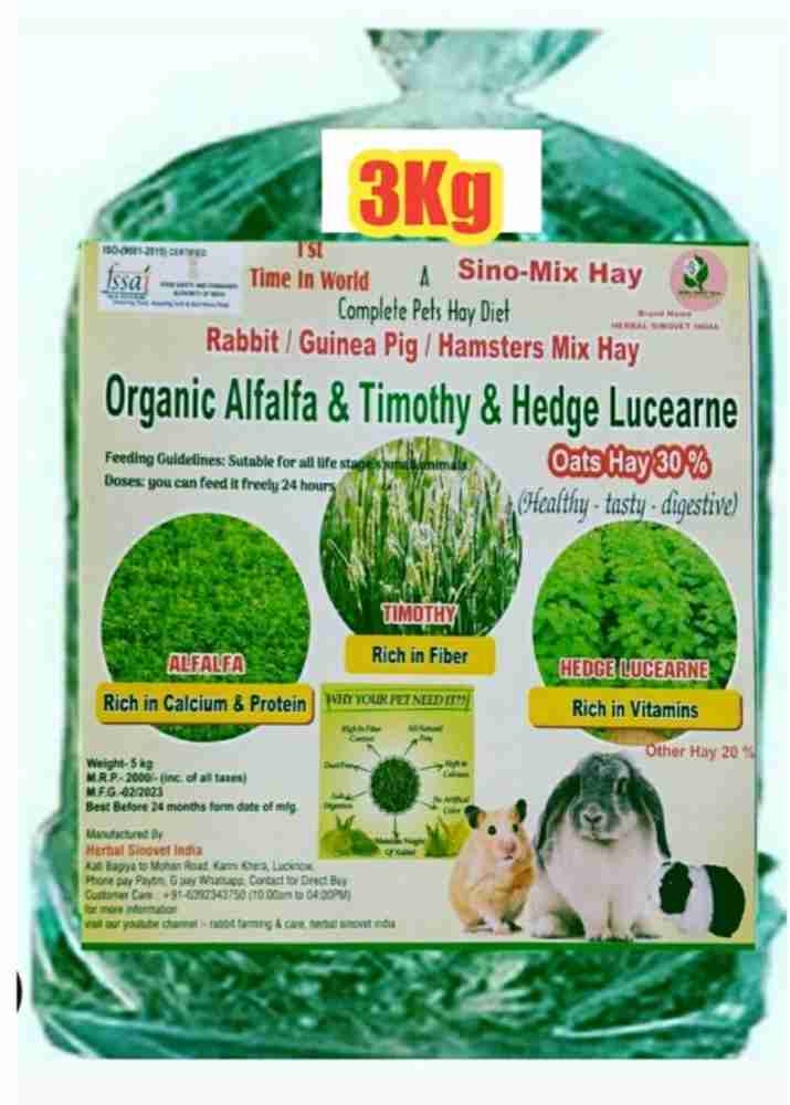 Herbal Sinovet India Organic Timothy Alfalfa Ots Mix Hay 3kg