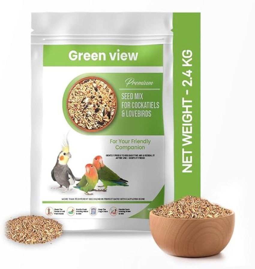 Green view Premium Seed Mix for Love Birds Cockatiels 2.4 Kg Fish 2.4 kg Dry Adult Bird Food Price in India Buy Green view Premium Seed Mix for Love Birds