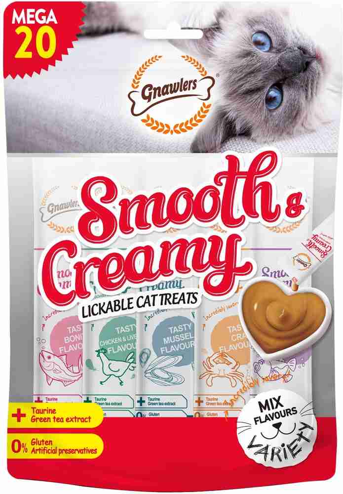 Gnawlers Creamy Cat Treats with Assorted Flavour for Cats 300g Sold by DogsNCats Chicken Crab Sea Food Liver Salmon 0.3 kg Wet Adult Senior Young Cat Food Price in India Buy