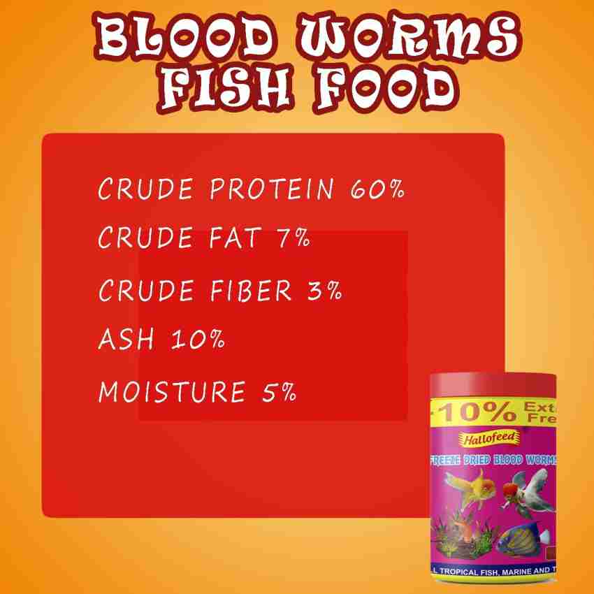 FishAsPets Hallofeed Freeze Dried Blood Worms, 20 Grams - Pack of 2 Pieces