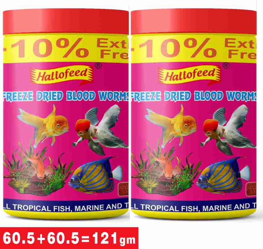 Hallofeed FREEZE DRIED BLOOD WORMS-121g (110g+11g extra) for Fish 0.121 kg  (2x0.06 kg) Dry Adult, Young, Senior Fish Food Price in India - Buy  Hallofeed FREEZE DRIED BLOOD WORMS-121g (110g+11g extra) for